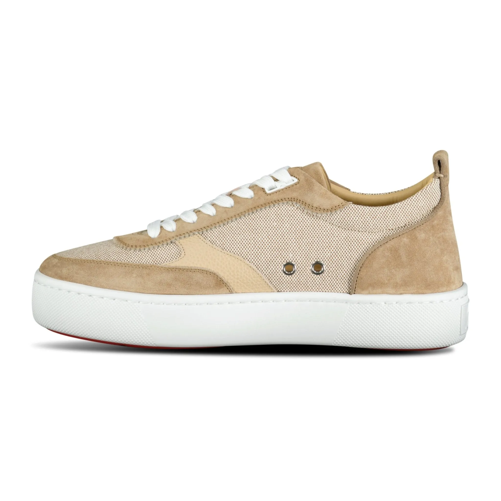 CHRISTIAN LOUBOUTIN HAPPY RUI FLAT TRAINERS LIGHT BEIGE BROWN