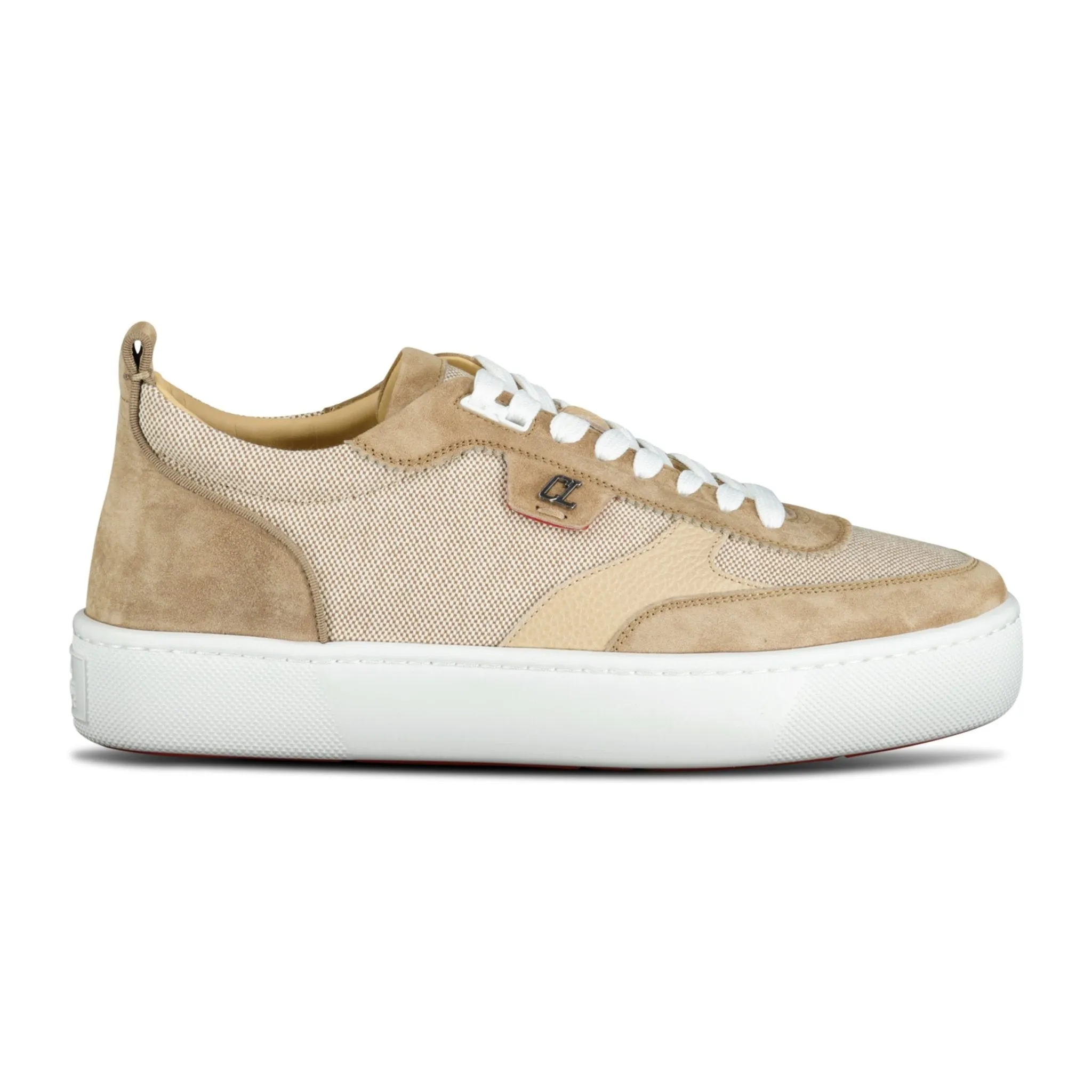 CHRISTIAN LOUBOUTIN HAPPY RUI FLAT TRAINERS LIGHT BEIGE BROWN