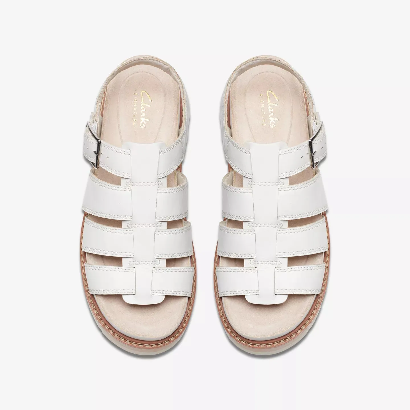 Clarks Orianna Twist Off White Leather Sandals