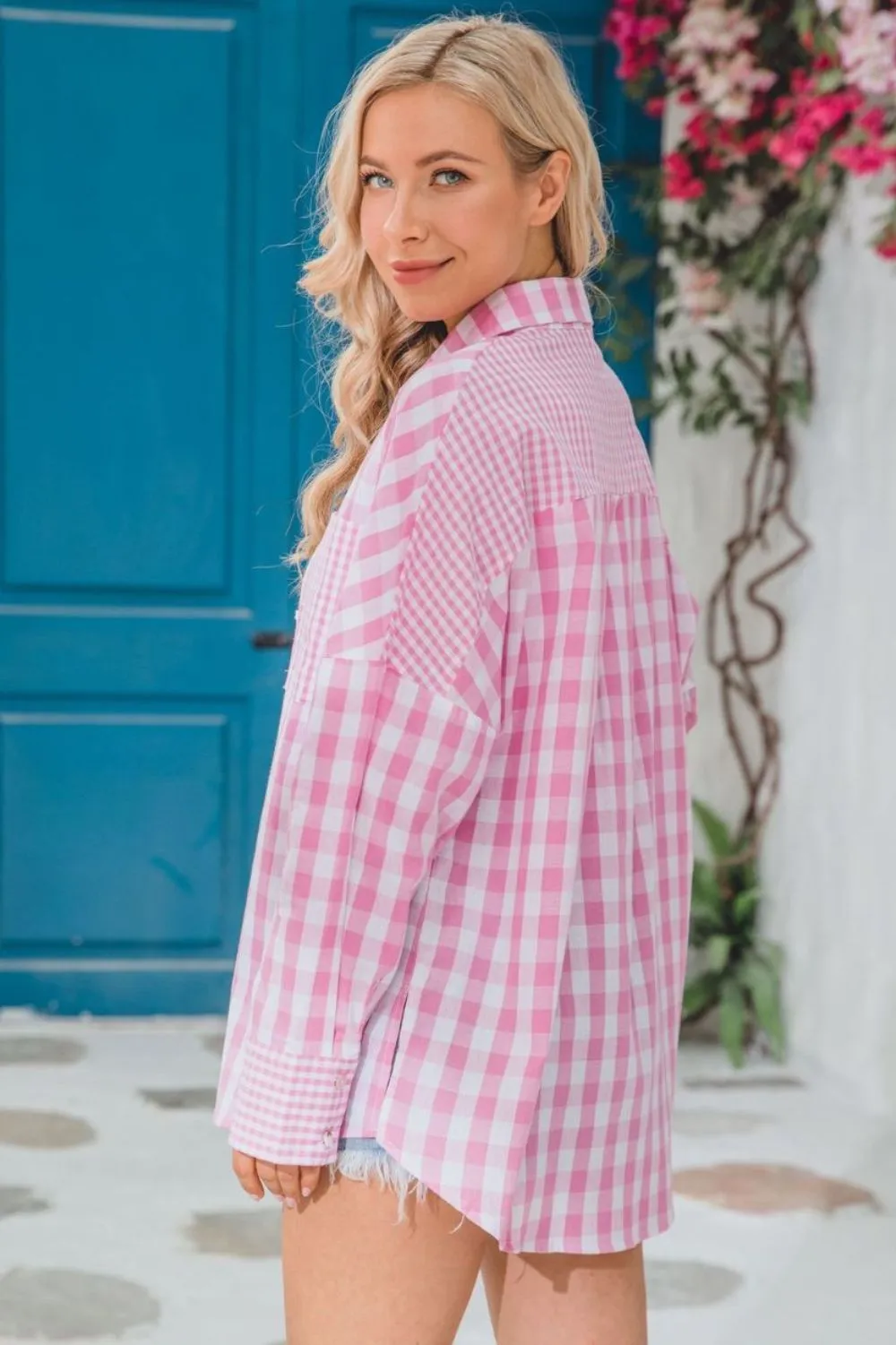 Contrast Gingham Shirt | Pink