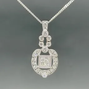 Estate 18K W Gold 1.18ctw G-H/SI1-2 Diamond Geometric Pendant