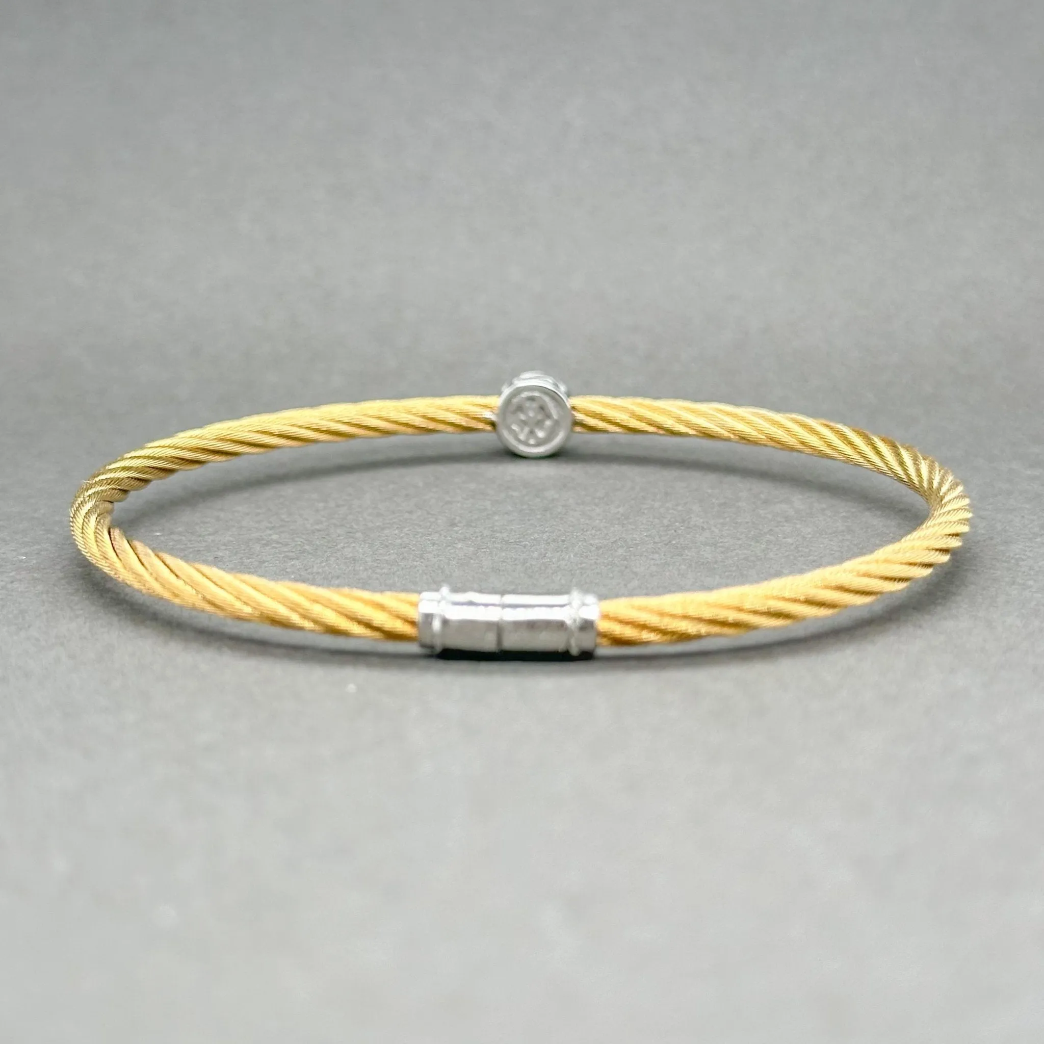 Estate Charriol 18K W Gold & Steel 0.04ctw H/SI1 Diamond Cable Station Bracelet