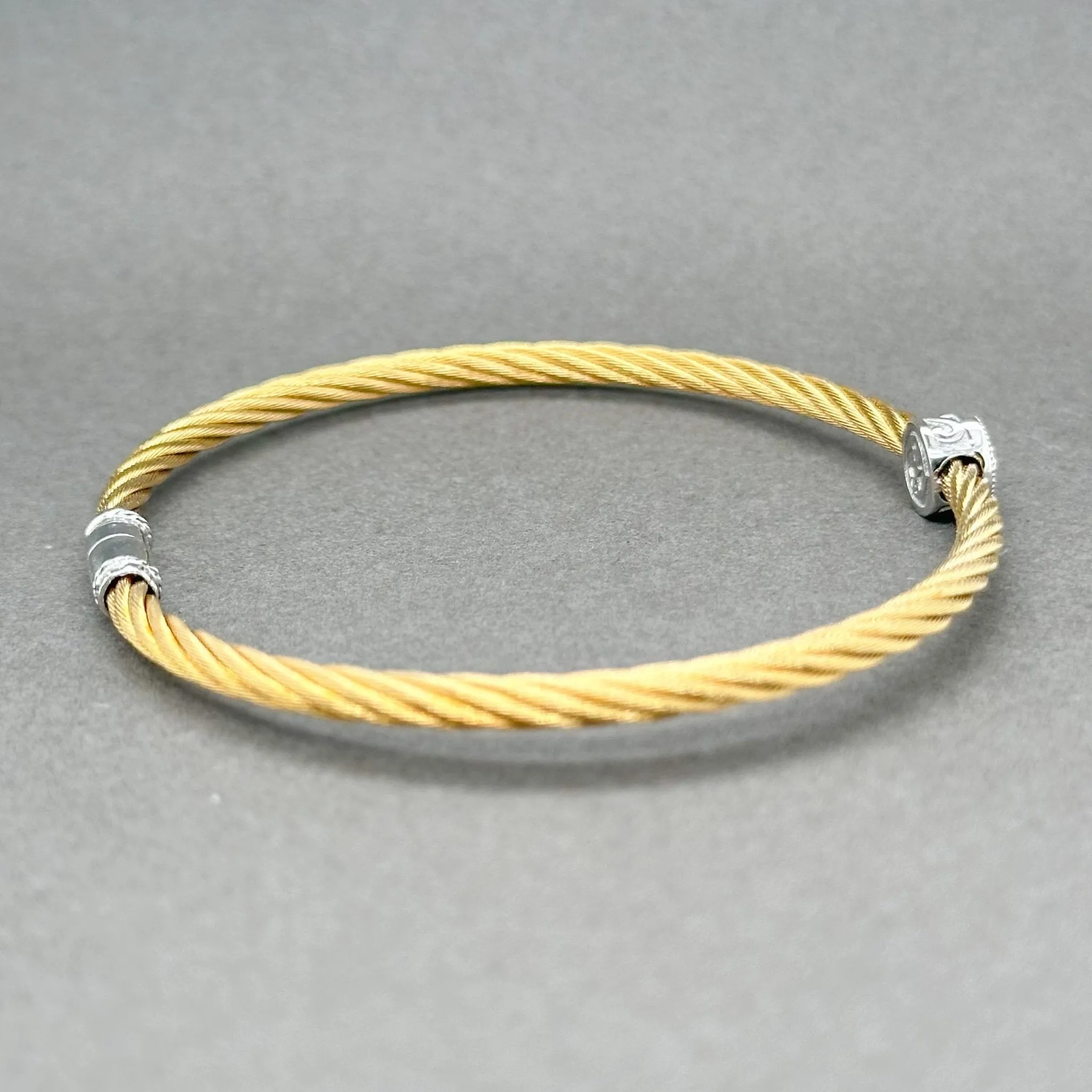 Estate Charriol 18K W Gold & Steel 0.04ctw H/SI1 Diamond Cable Station Bracelet