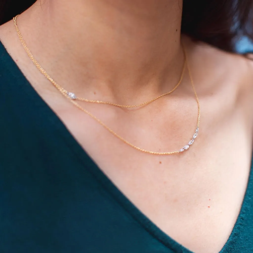 Five Free-Set Marquise Diamond Necklace