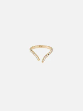 French Pave Diamond Tusk Ring