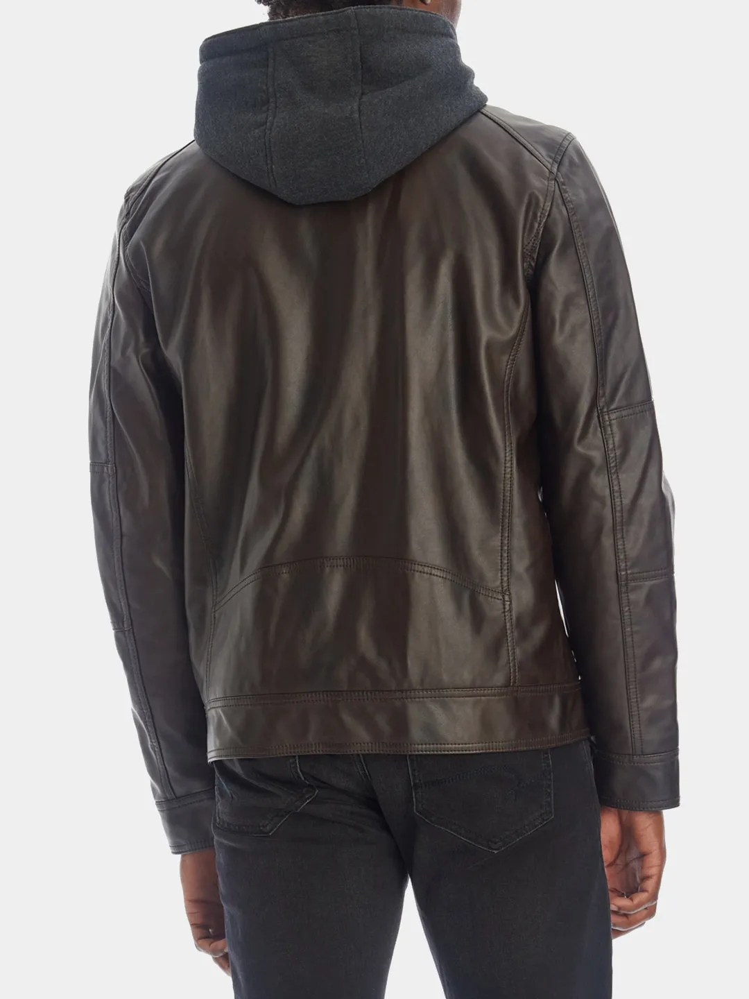 Hooded Faux Leather Jacket