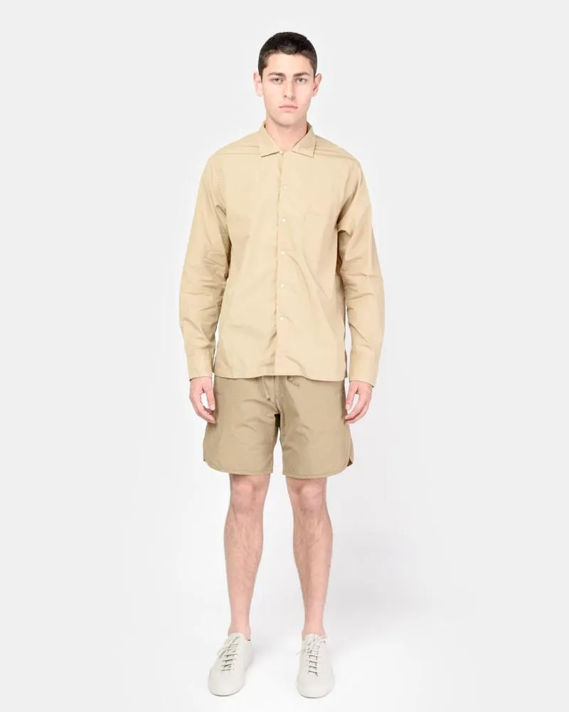 Long Sleeve Safari Shirt in Beige