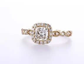 Milgrain Marquis Shape & Round Cut Engagement Ring (1.00Ctw)