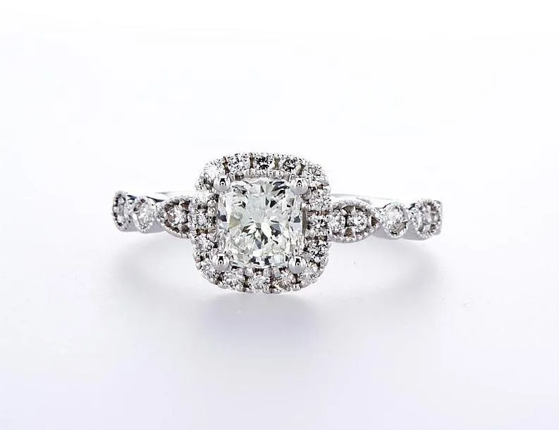 Milgrain Marquis Shape & Round Cut Engagement Ring (1.00Ctw)