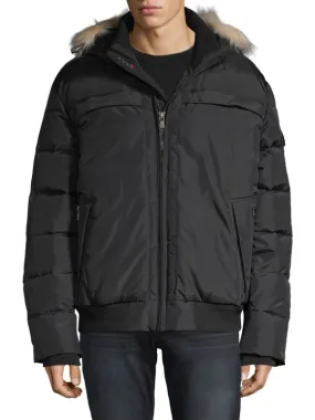 Pajar Mens Wes Faux Fur-Trim Down Bomber Jacket - BLACK