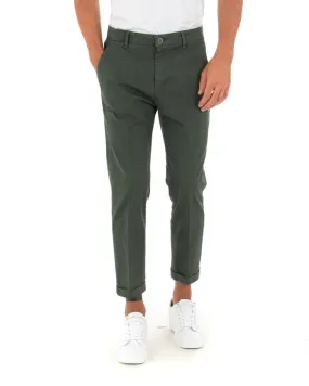 Pantaloni Uomo Tasca America Slim Verde Elegante Capri Alla Caviglia Casual GIOSAL-P4023A