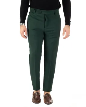 Pantaloni Uomo Viscosa Tasca America Classico Abbottonatura Allungata Casual Verde GIOSAL-P6010A