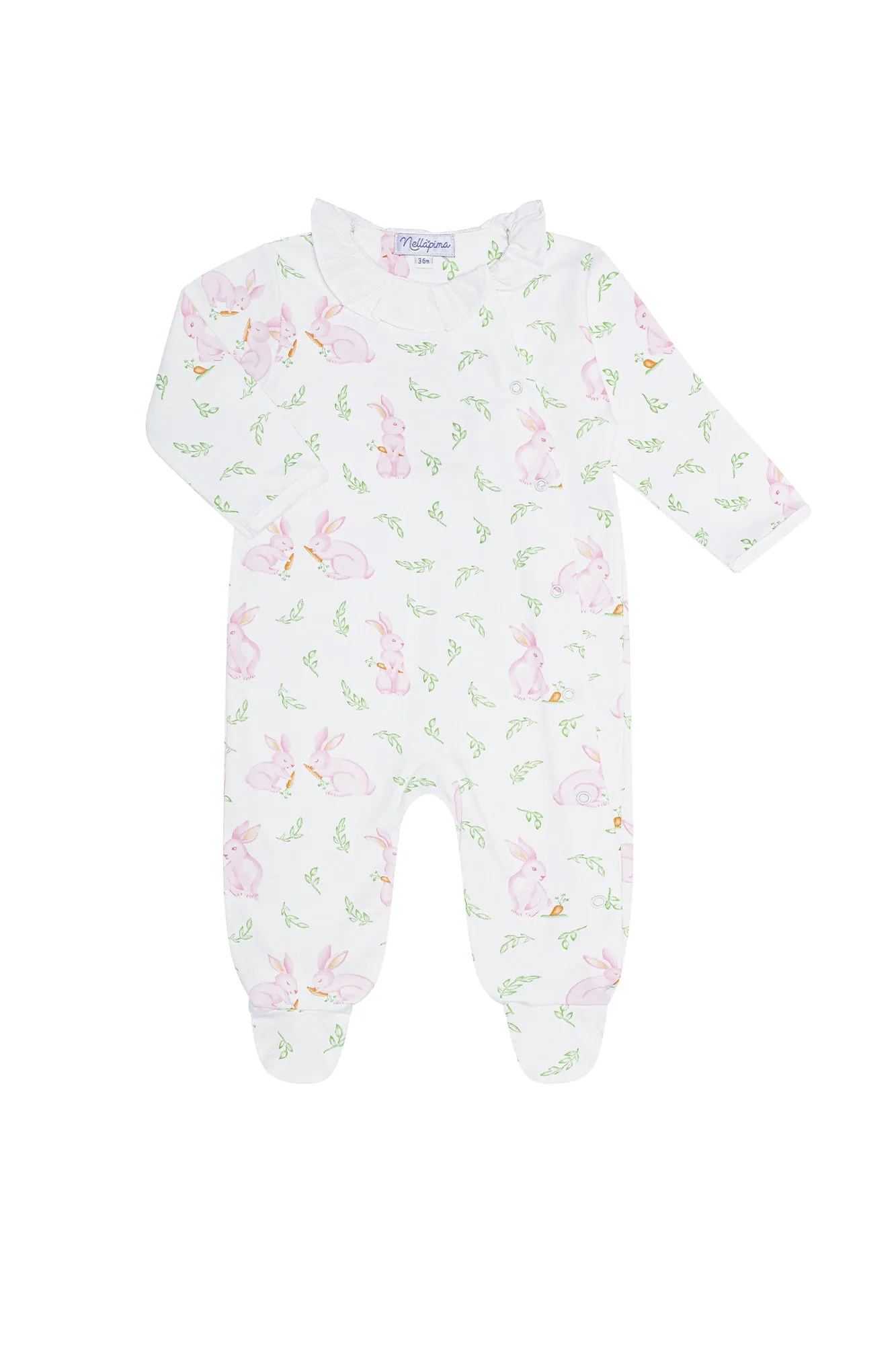 Pink Bunny Print Crossover Footie