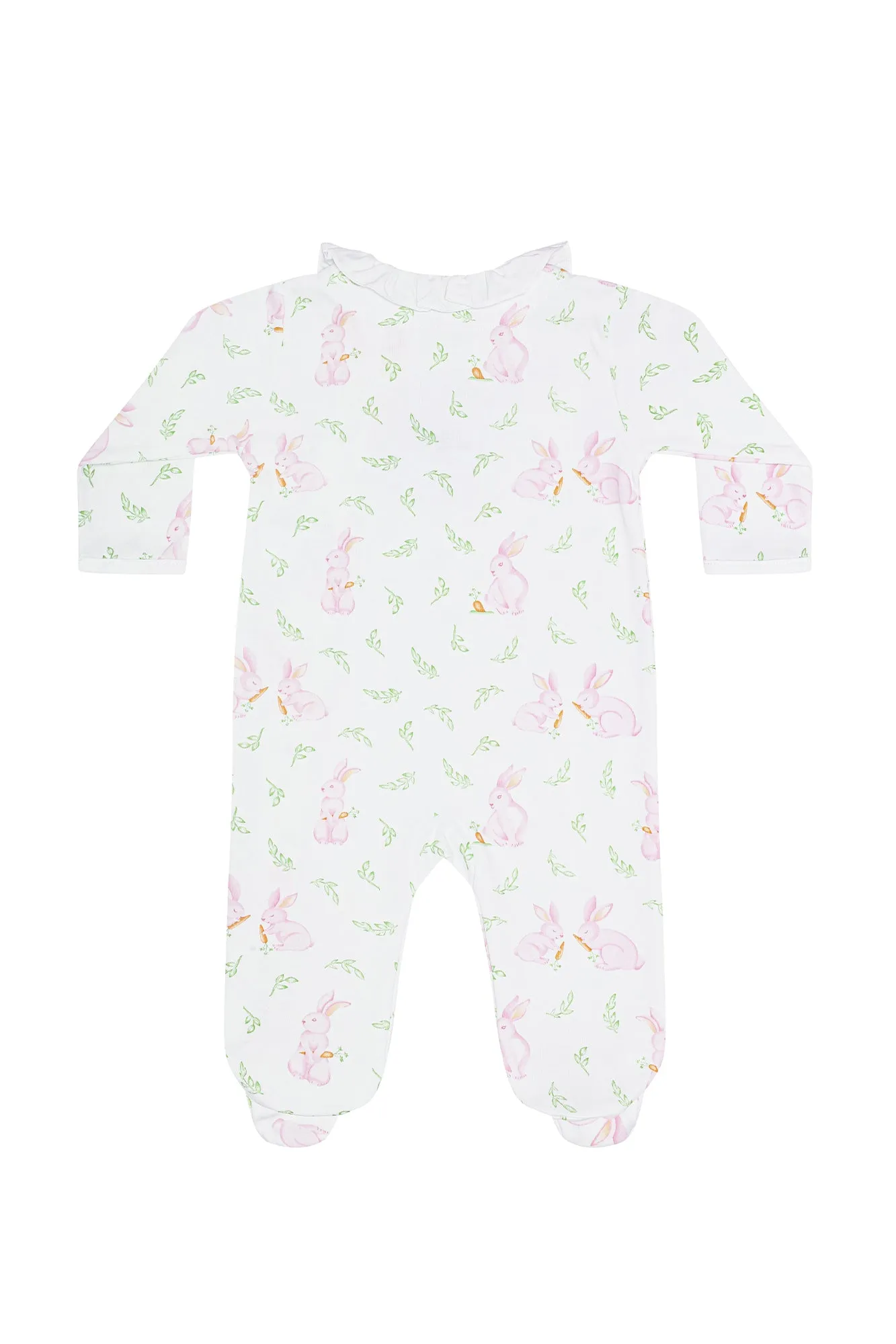 Pink Bunny Print Crossover Footie