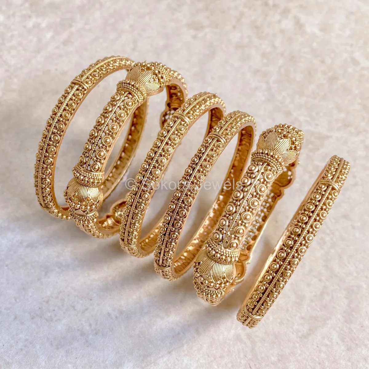 Set of 6 Matt Gold Bangles