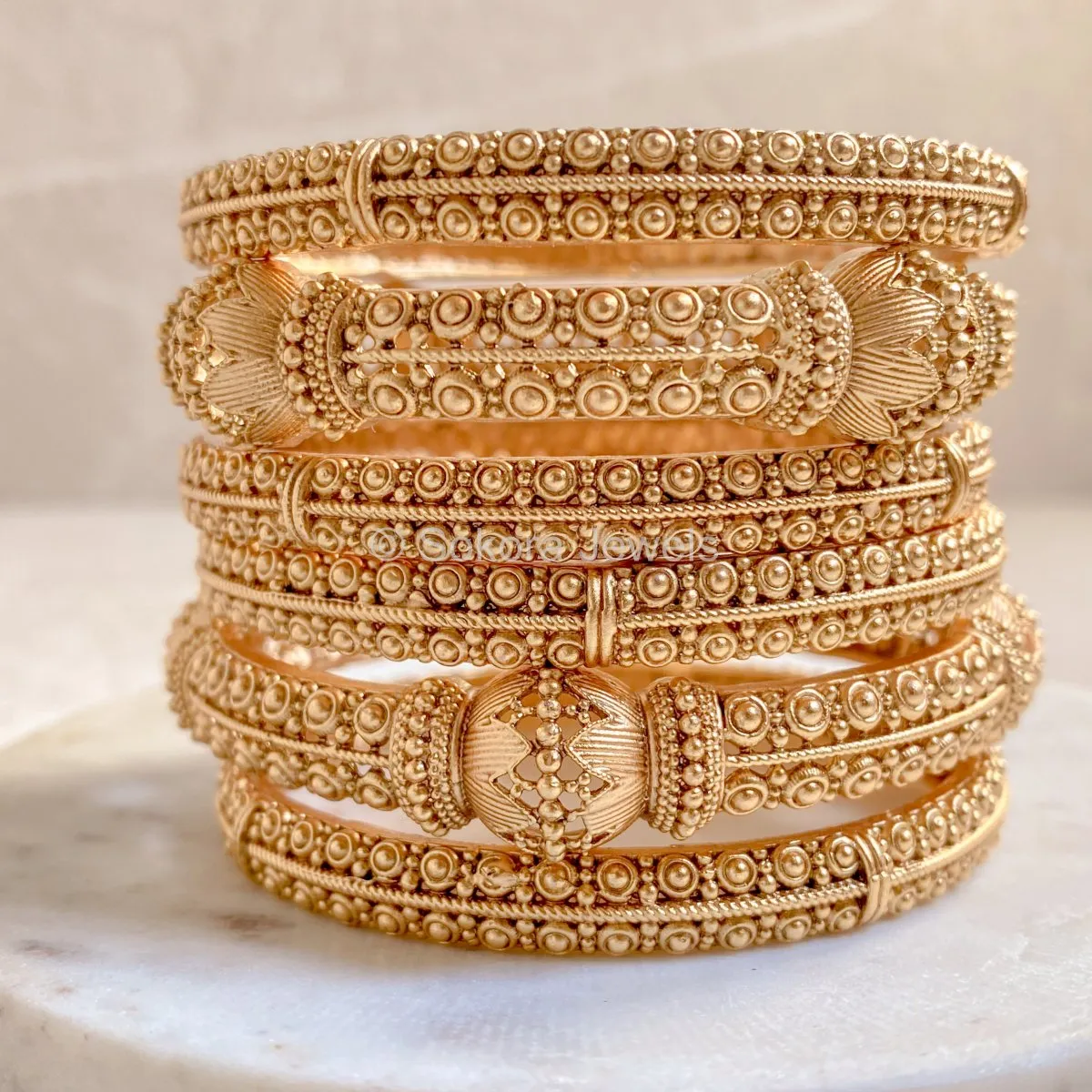 Set of 6 Matt Gold Bangles