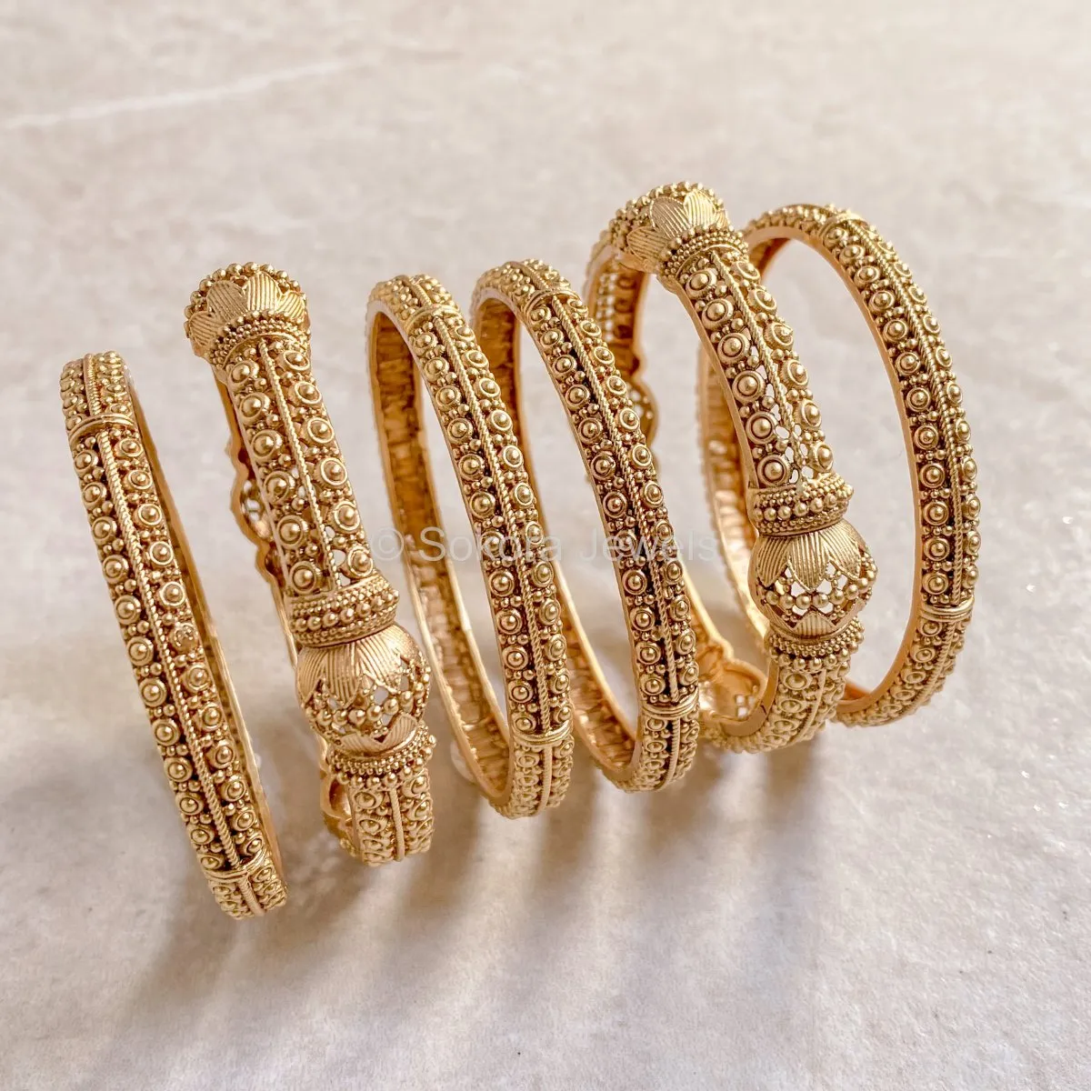 Set of 6 Matt Gold Bangles