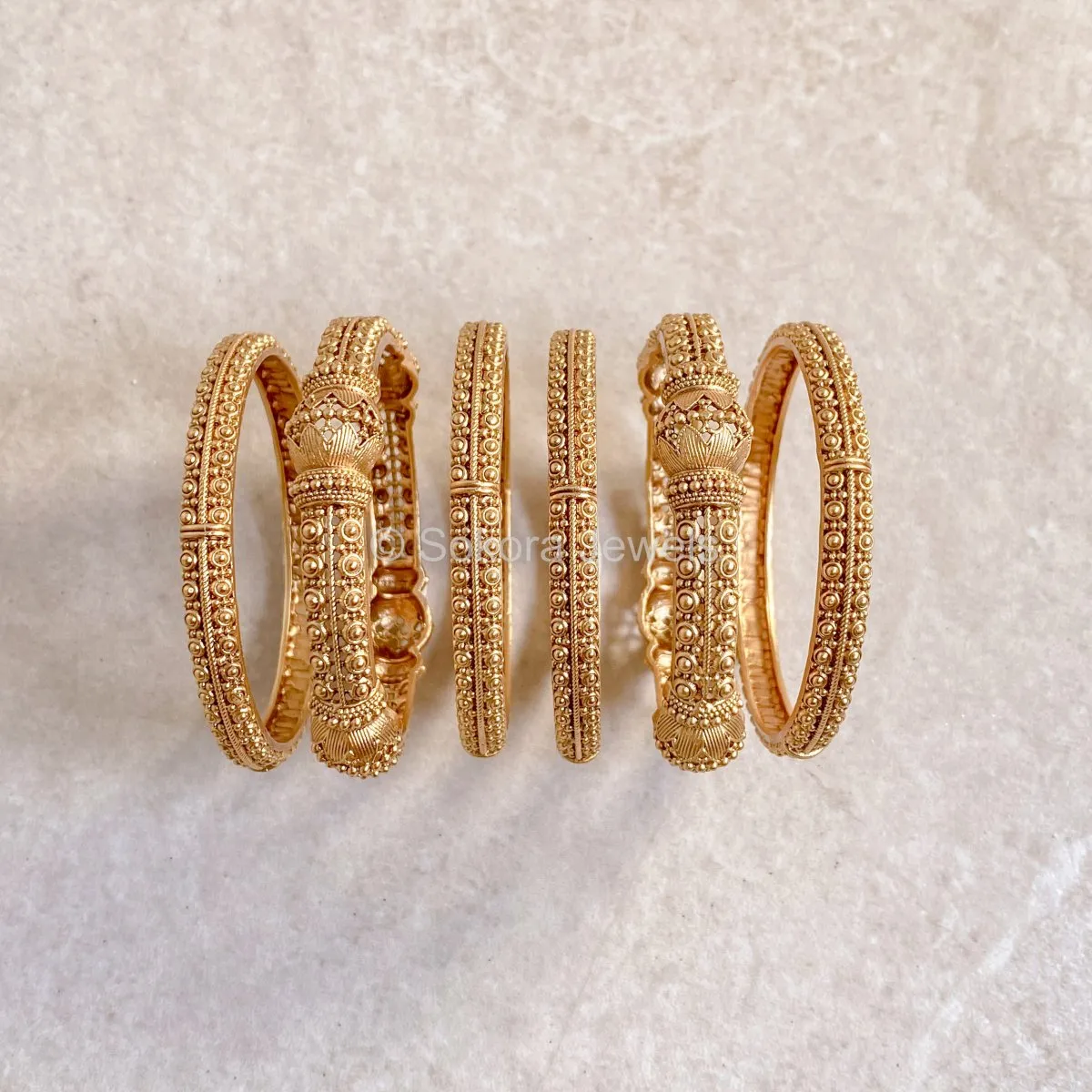 Set of 6 Matt Gold Bangles