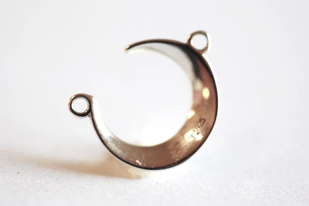 Shiny Pink Wholesale Rose Gold Vermeil Crescent Moon Connector- 22k rose gold plated Sterling Silver,Moon Charm Pendant,Moon Connector Link Spacer,323