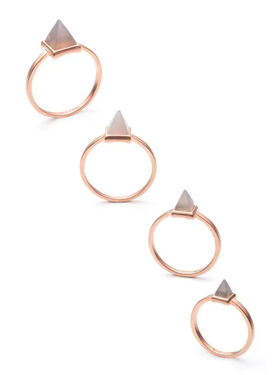 Stackable Gemstone Pyramid Ring Set