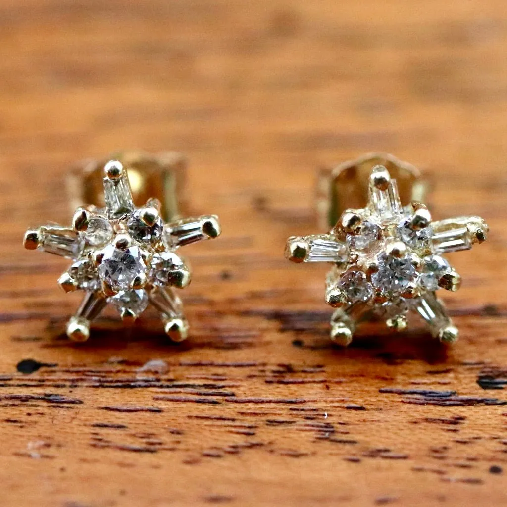 Starlight 14k Gold and Diamond Studs