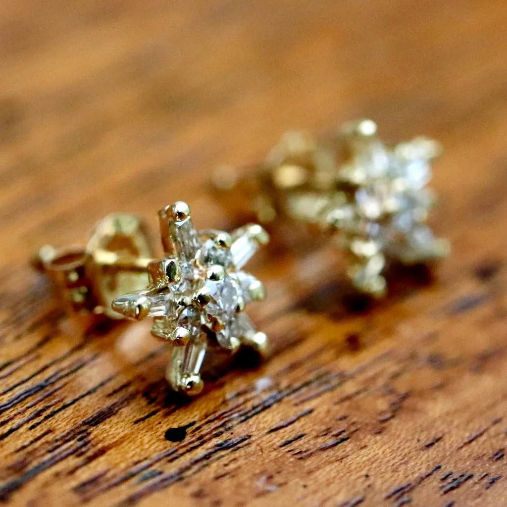 Starlight 14k Gold and Diamond Studs