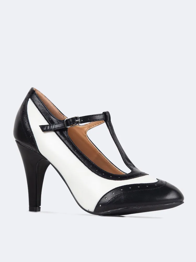 Strap Round Toe Retro Oxford Pumps