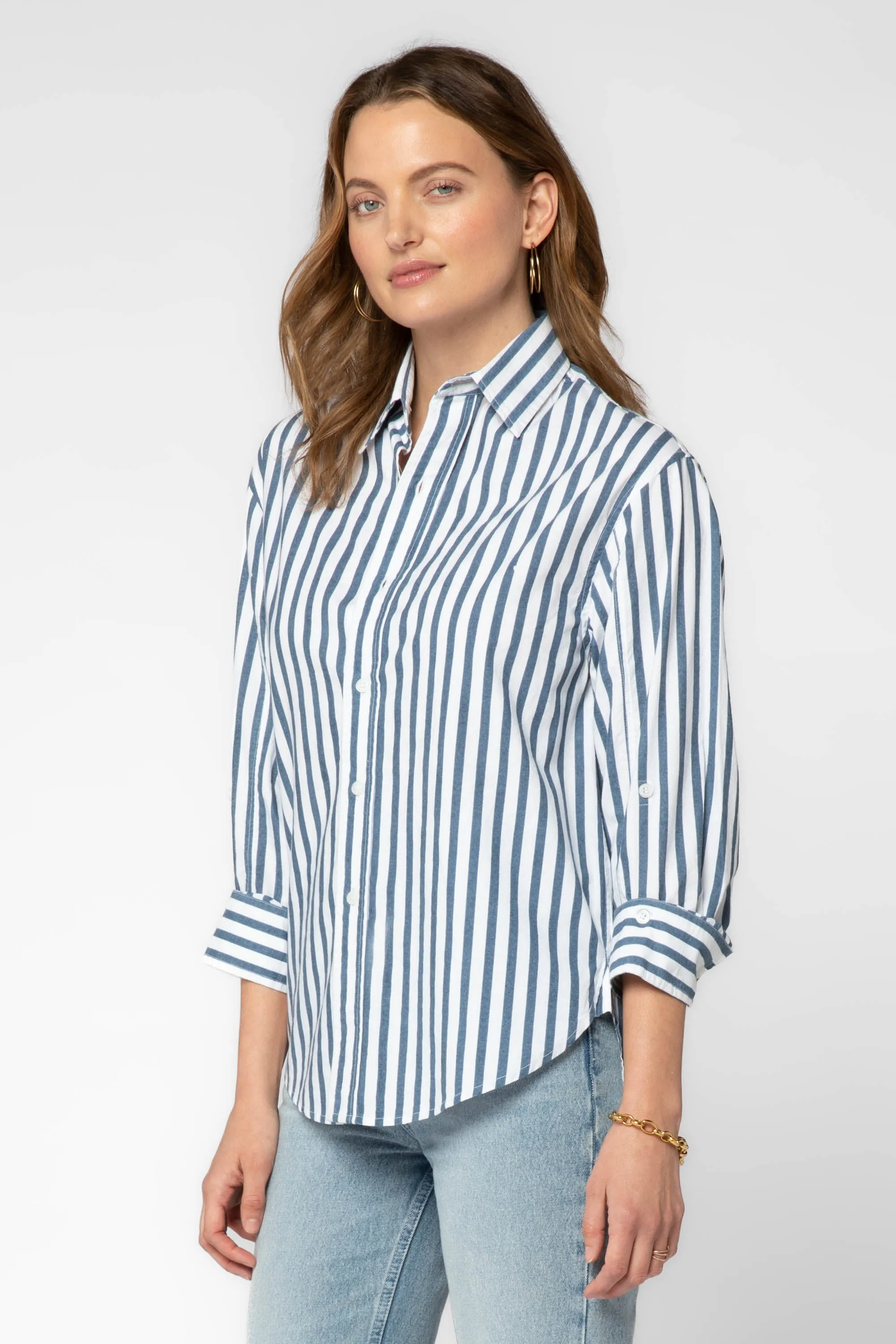 Suri Navy White Stripe Shirt