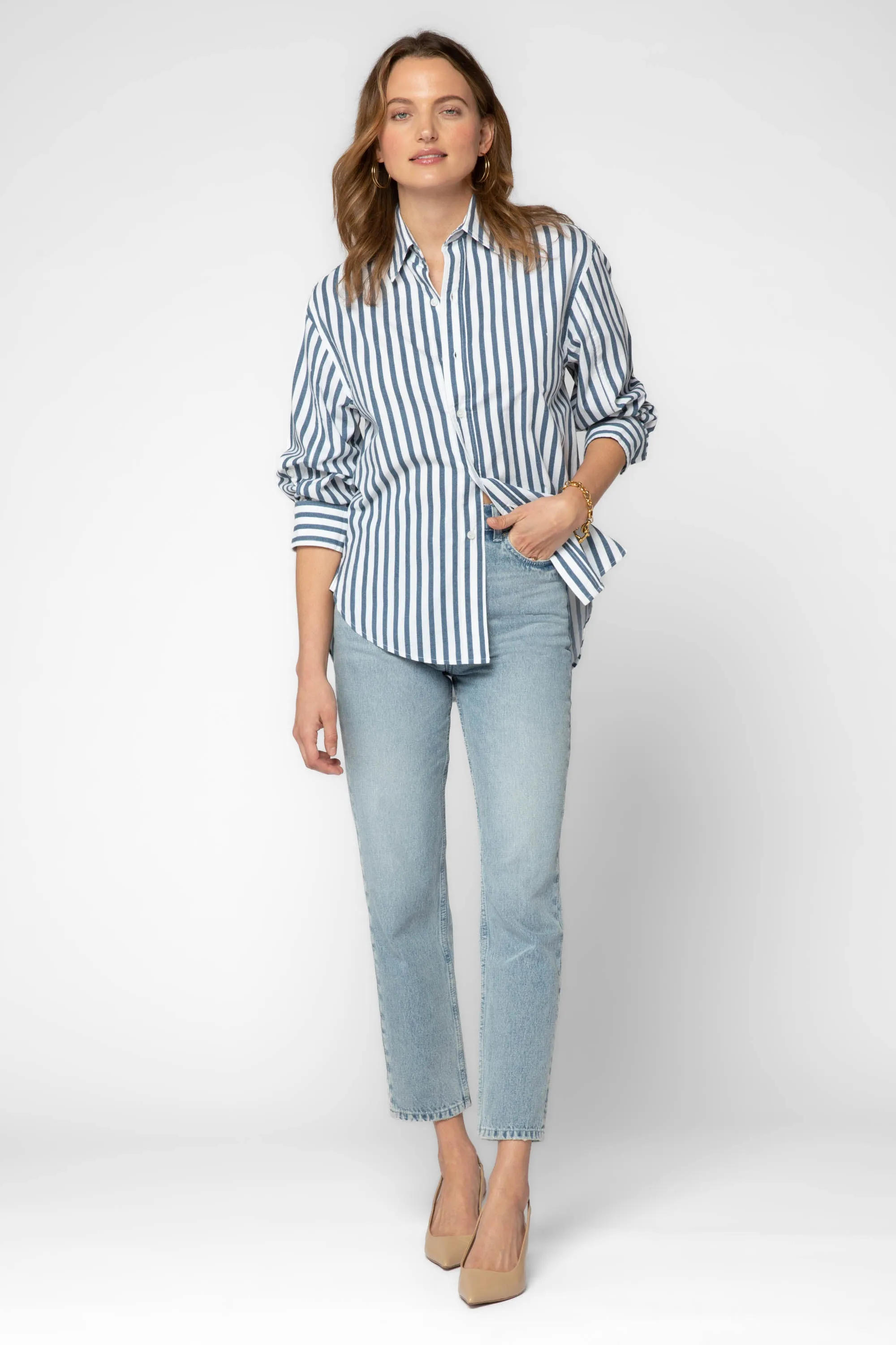 Suri Navy White Stripe Shirt