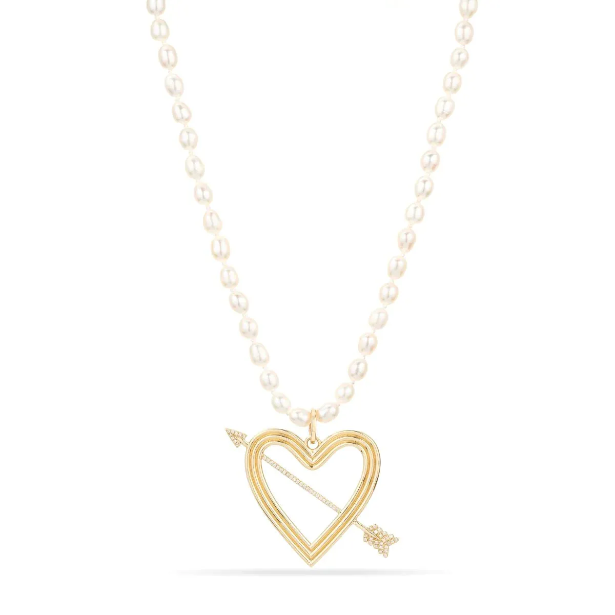 XL Pavé Heart   Arrow Hinged Charm