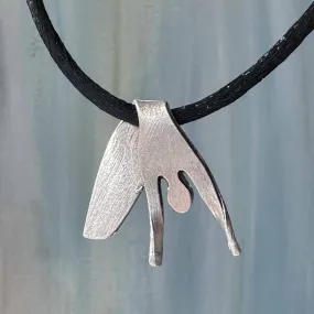 Yoga Girl Pendant in Pewter on Satin Cord