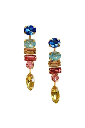 ZODA GIORDANA CASCADING GEM EARRING BLUE PINK